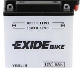 Аккумулятор кислотный 5Ah 65A EXIDE EB5L-B = YB5L-B
 120x60x130