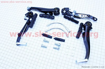 Тормоз V-brake 110мм (2 колеса), алюминиевый, чёрный