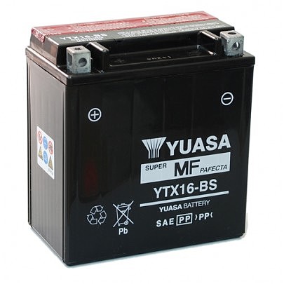 Аккумулятор сухозаряженный AGM 14Ah 230A YUASA YTX16-BS 150x87x161