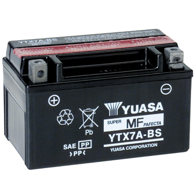 Аккумулятор сухозаряженный AGM 6Ah 105A YUASA YTX7A-BS 150x87x94