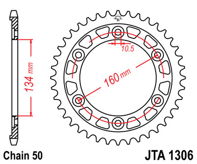 Звезда задняя легкосплавная JT JTA1306.40 40x530