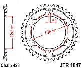 Звезда задняя JT JTR1847.51 51x428