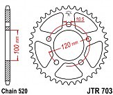 Звезда задняя JT JTR703.40 40x520
