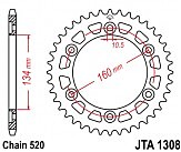Зірка задня легкосплавна JT JTA1308.45 45x520