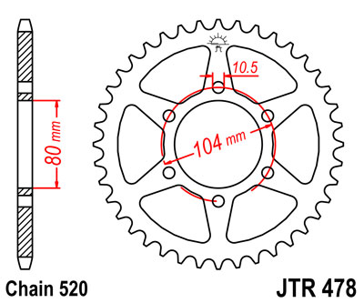 Звезда задняя JT JTR478.46ZBK 46x520