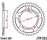 Звезда задняя JT JTR823.49 49x520