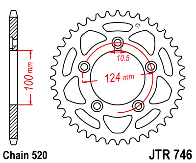 Звезда задняя JT JTR746.46 46x520