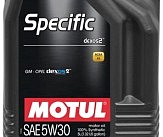 Масло моторное синтетическое д/авто 860051/SPECIFIC DEXOS2 SAE 5W30 (5L)/102643