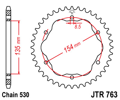 Звезда задняя JT JTR763.40 40x530