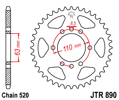 Звезда задняя JT JTR890.42 42x520