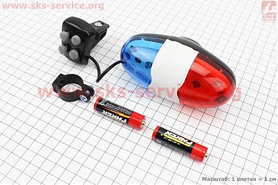 Звонок электронный 4 мелодии, 6 диодов, "police" JY-325 (без батареек)