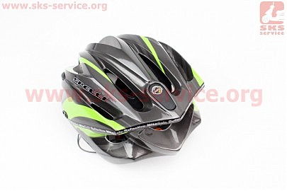 Шлем велосипедный M (55-61 см) съемный козырек, 10 вент. отверстия, системы регулировки по размеру Divider и Run System SRS, черно-зеленый SBH-4000