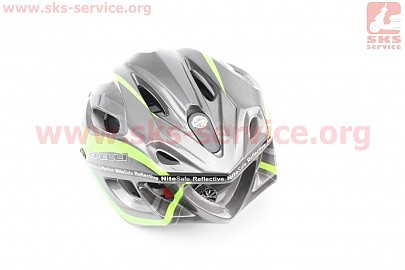 Шлем велосипедный M (55-61 см) съемный козырек, 16 вент. отверстия, системы регулировки по размеру Divider и Run System SRS, черно-зеленый SBH-5500