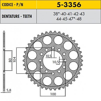Зірка задня легкосплавна SS 5-3356-43 = SS 3356-43 43x520