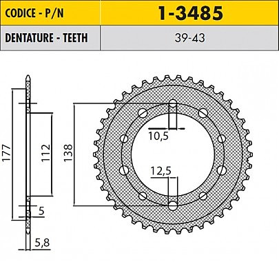Звезда задняя SS 1-3485-43 43x520