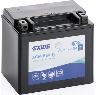 Аккумулятор залитый и заряженный AGM 12Ah 200A EXIDE AGM12-12M 150x90x145