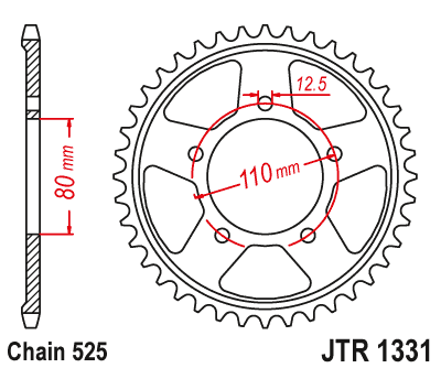 Зірка задня JT JTR1331.42ZBK 42x525