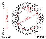 Звезда задняя JT JTR1317.43 43x525