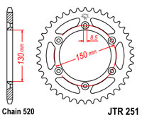Звезда задняя JT JTR251.49SC 49x520