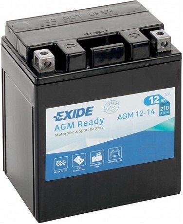 Аккумулятор залитый и заряженный AGM 12Ah 210A EXIDE SLA12-14 = AGM12-14 134x89x166