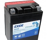 Аккумулятор сухозаряженный AGM 12Ah 210A EXIDE ETX14AH-BS = YTX14AH-BS 134x89x166