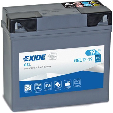 Акумулятор гелевий залитий та заряджений 19Ah 170A EXIDE GEL 12-19 185x80x70