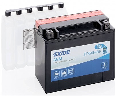 Аккумулятор сухозаряженный AGM 18Ah 270A EXIDE ETX20H-BS = YTX20H-BS 175x87x155