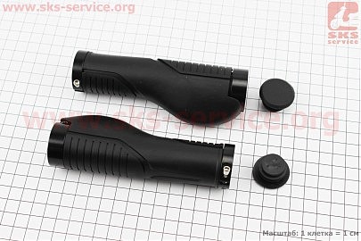 Ручки керма 135мм з затискачем Lock-On з двох сторін, ергономічні, чорні TPE-185