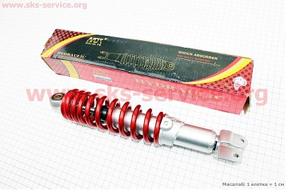 Амортизатор задній GY6/Honda — 280мм*d54мм (втулка 10мм / вилка 8мм) регул., червоний