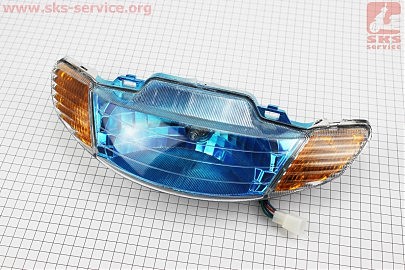 УЦЕНКА Honda DIO AF-34 фара в сборе (голубое стекло) (отломано 1 направляющие)