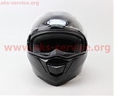 Шлем закрытый с откидным подбородком+очки HF-119 М- ЧЕРНЫЙ глянец