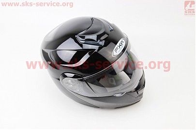 Шлем закрытый с откидным подбородком+очки HF-119 S- ЧЕРНЫЙ глянец