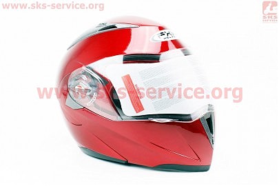 Шлем закрытый с откидным подбородком+очки HF-118 М- КРАСНЫЙ