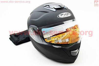 Шлем закрытый с откидным подбородком+очки HF-119 XXL- ЧЕРНЫЙ матовый