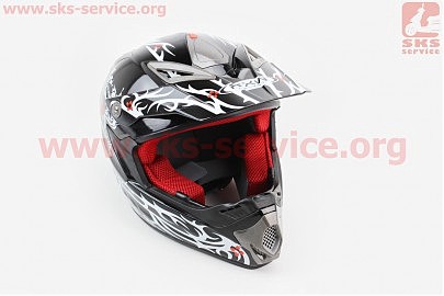 Шлем кроссовый HF-117 S-ЧЕРНЫЙ с бело-серым рисунком Q63