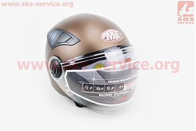 Шлем открытый + откидные очки HF-256 XXL- БРОНЗОВЫЙ матовый