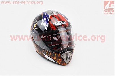 Шлем закрытый HF-180 XL- ЧЕРНЫЙ c рисунком Q35