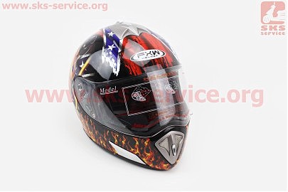Шлем закрытый HF-180 XXL- ЧЕРНЫЙ c рисунком Q35
