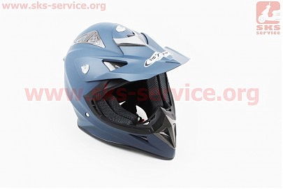 Шлем кроссовый HF-116 M- СИНИЙ матовый