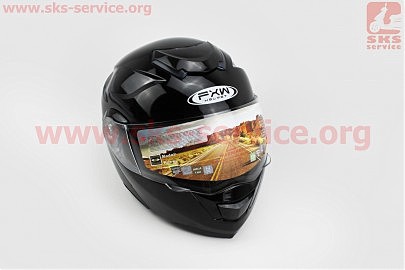 Шлем закрытый с откидным подбородком+очки HF-119 XL- ЧЕРНЫЙ