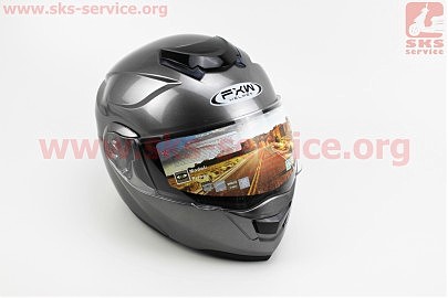 Шлем закрытый с откидным подбородком+очки HF-119 M- СЕРЫЙ глянец