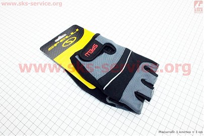 Перчатки без пальцев M-черно-серые, с гелевыми вставками под ладонь SCG-345