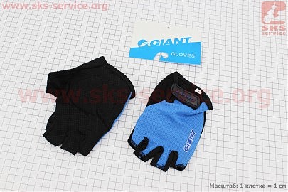 Перчатки без пальцев L-черно-синие, с мягкими вставками под ладонь "GIANT"