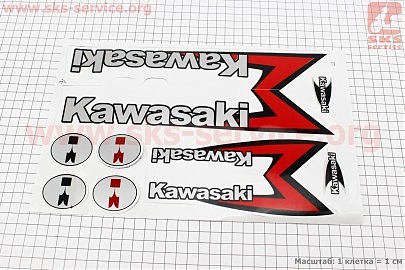 Наклейки на планшеті "Kawasaki" набір 9шт 310х200мм