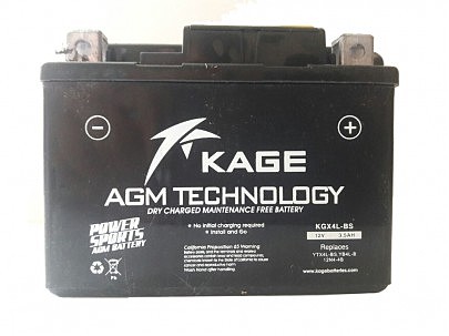 Акумулятор сухозаряджений AGM 3,5Ah 45A 50A KAGE KGX4L-BS 113x70x86