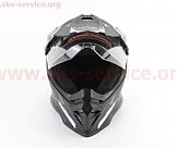 Шлем кроссовый/эндуро/АТV со стеклом BLD-819-7 S (55-56см), ЧЕРНЫЙ матовый с бело-серым рисунком