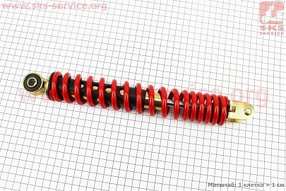 Амортизатор задній GY6/Honda — 290мм*d43мм (втулка 10мм / вилка 8мм), червоний