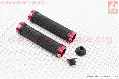 Ручки керма 130мм з затискачем Lock-On з двох сторін, чорно-червоні FL-426