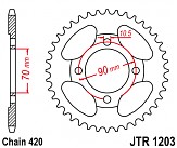 Звезда задняя JT JTR1203.42 42x420