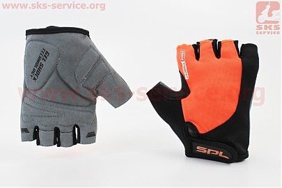 Перчатки без пальців XS з гелевими вставками під долоню, чорно-помаранчеві SBG-1457